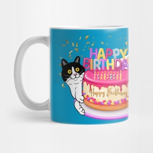 Happy Birthday and Tuxedo Cats! Mug